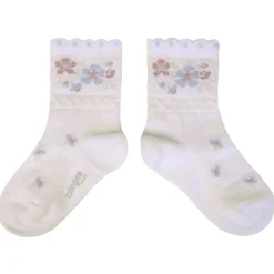 Camélia Jacquard Flower Ankle Socks in Blanc Neige by Collegien