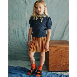 Candy Stripe Accordion Skirt in Poppy by Misha & Puff - Last Ones In Stock - 5-6 Years
