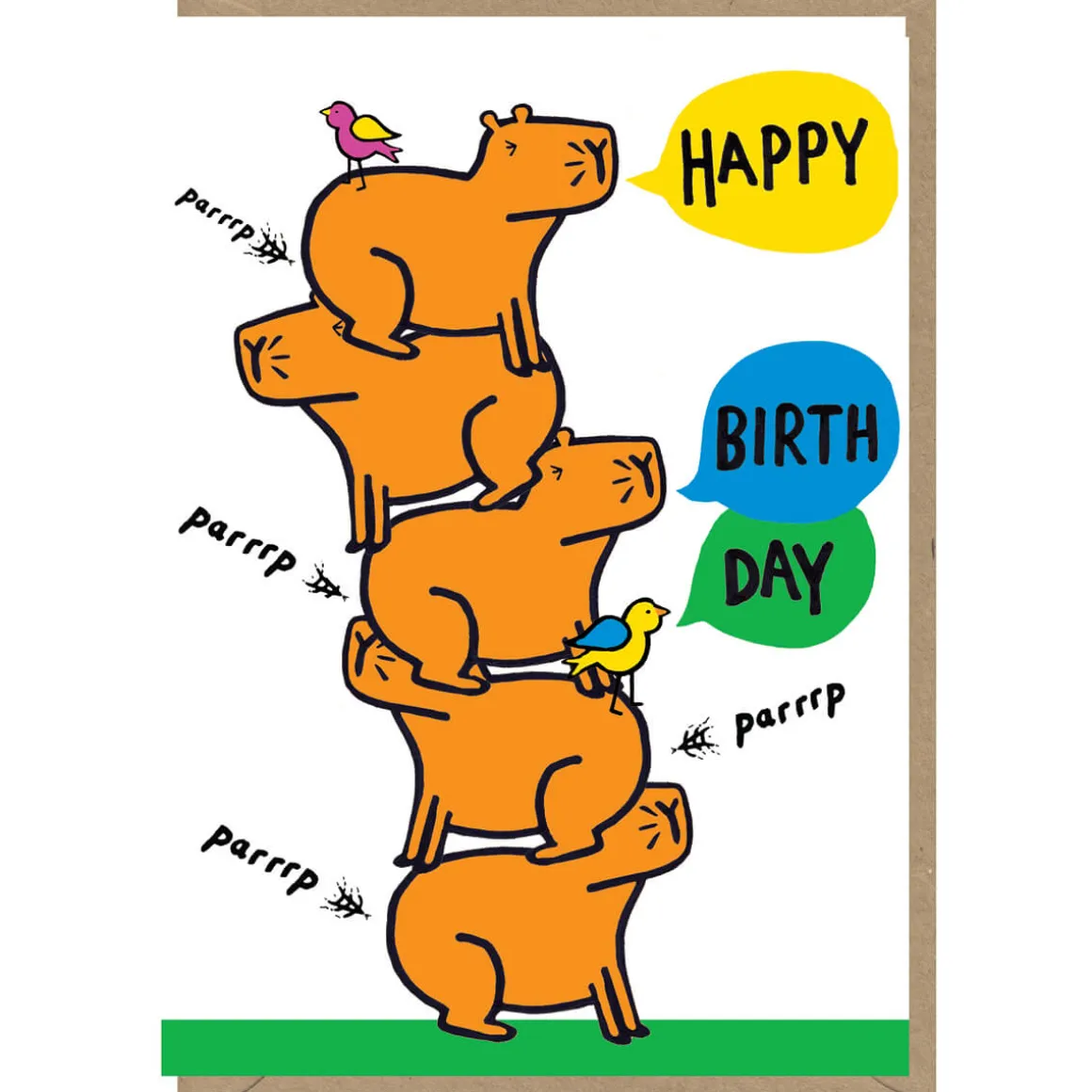 Capybara Birthday Greetings Card by Dominic Early for Earlybird Designs