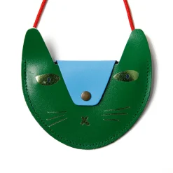 Cat Pocket Purse In Bright Green by Ark Colour Designs
