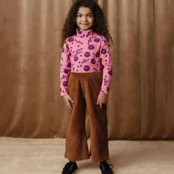 Cats Corduroy Velour Trousers in Brown by Mini Rodini