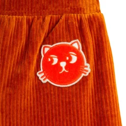Cats Corduroy Velour Trousers in Brown by Mini Rodini