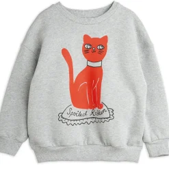 Cat Sweatshirt in Grey Melange by Mini Rodini