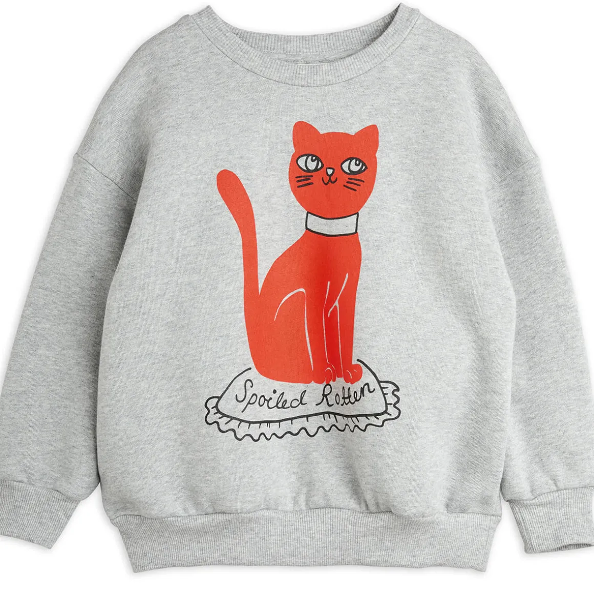 Cat Sweatshirt in Grey Melange by Mini Rodini