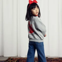 Cat Sweatshirt in Grey Melange by Mini Rodini