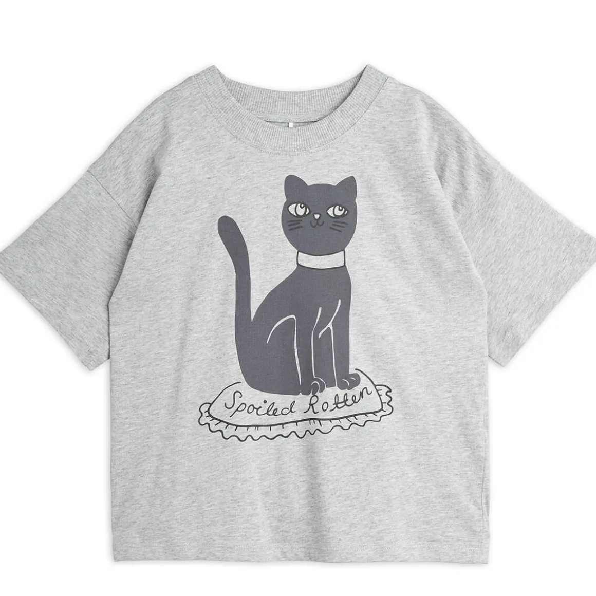 Cat T-Shirt in Grey Melange by Mini Rodini - Last One In Stock - 128/134 (7-9 Years)