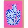 Cat With Stripes Greetings Card by Agathe Singer for Evermade