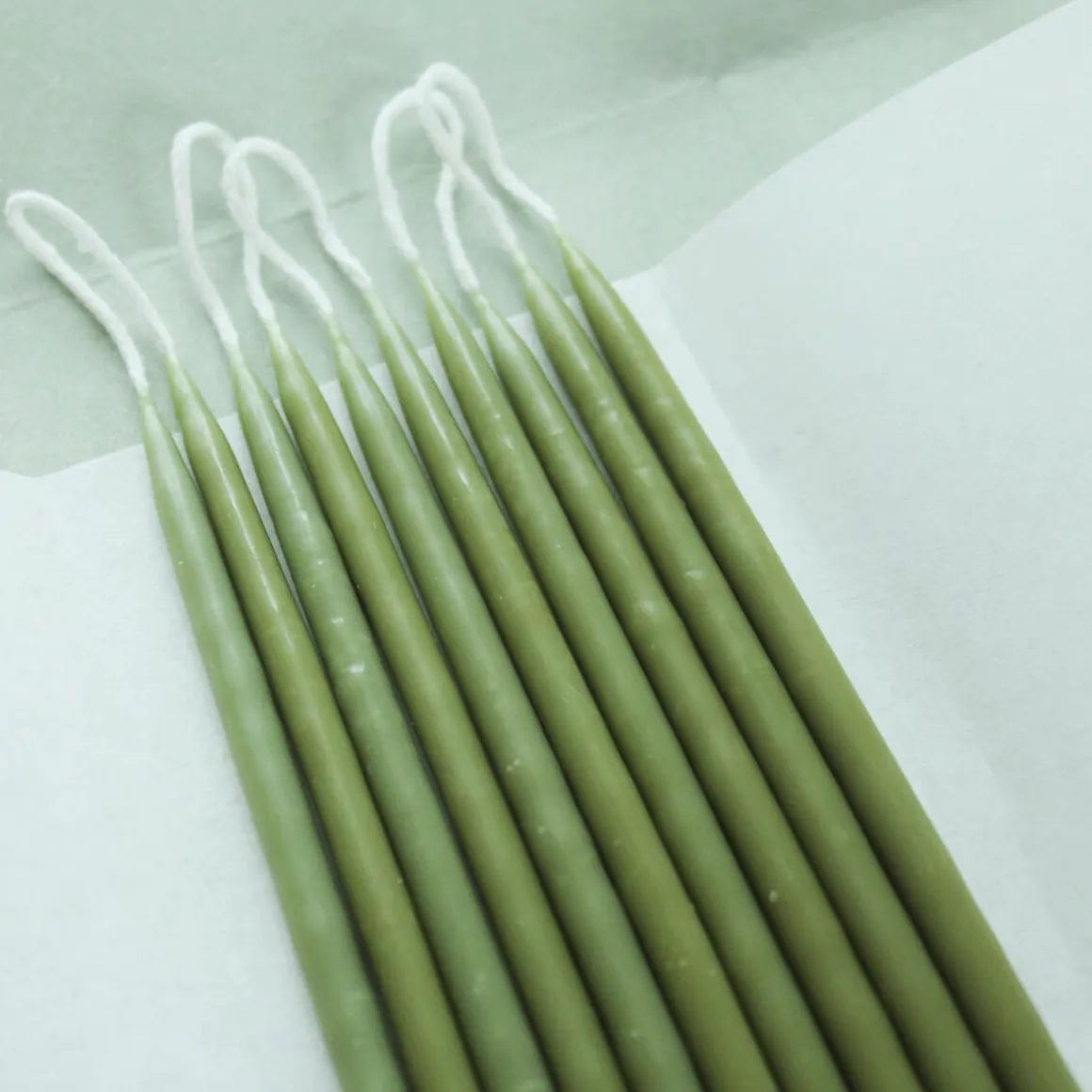 8 Celebration Extra Long Birthday Candles in Green Tea Mix by Wax Atelier