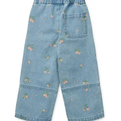 Ceser Printed Denim Pants in Peach / Light Blue Denim by Liewood
