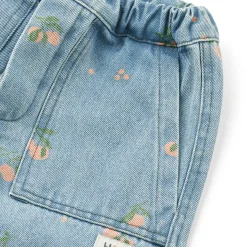 Ceser Printed Denim Pants in Peach / Light Blue Denim by Liewood
