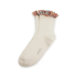 Charlotte Liberty Ruffle Ribbed Ankle Socks in Doux Agneaux by Collegien