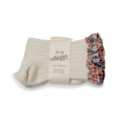 Charlotte Liberty Ruffle Ribbed Ankle Socks in Doux Agneaux by Collegien