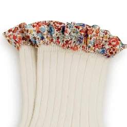 Charlotte Liberty Ruffle Ribbed Ankle Socks in Doux Agneaux by Collegien