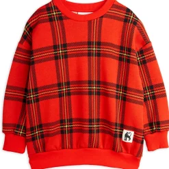 Check AOP Sweatshirt in Red by Mini Rodini