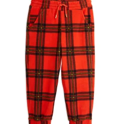 Check Fleece Trousers in Red by Mini Rodini