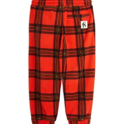 Check Fleece Trousers in Red by Mini Rodini