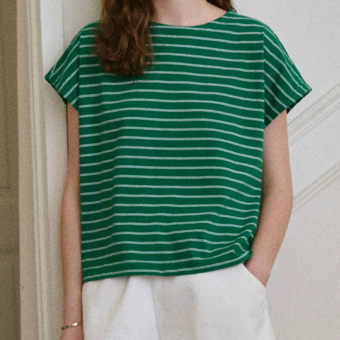 Cherie Tee in Green / White by Le Bon Shoppe