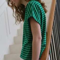 Cherie Tee in Green / White by Le Bon Shoppe