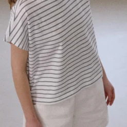 Cherie Tee in White / Navy by Le Bon Shoppe