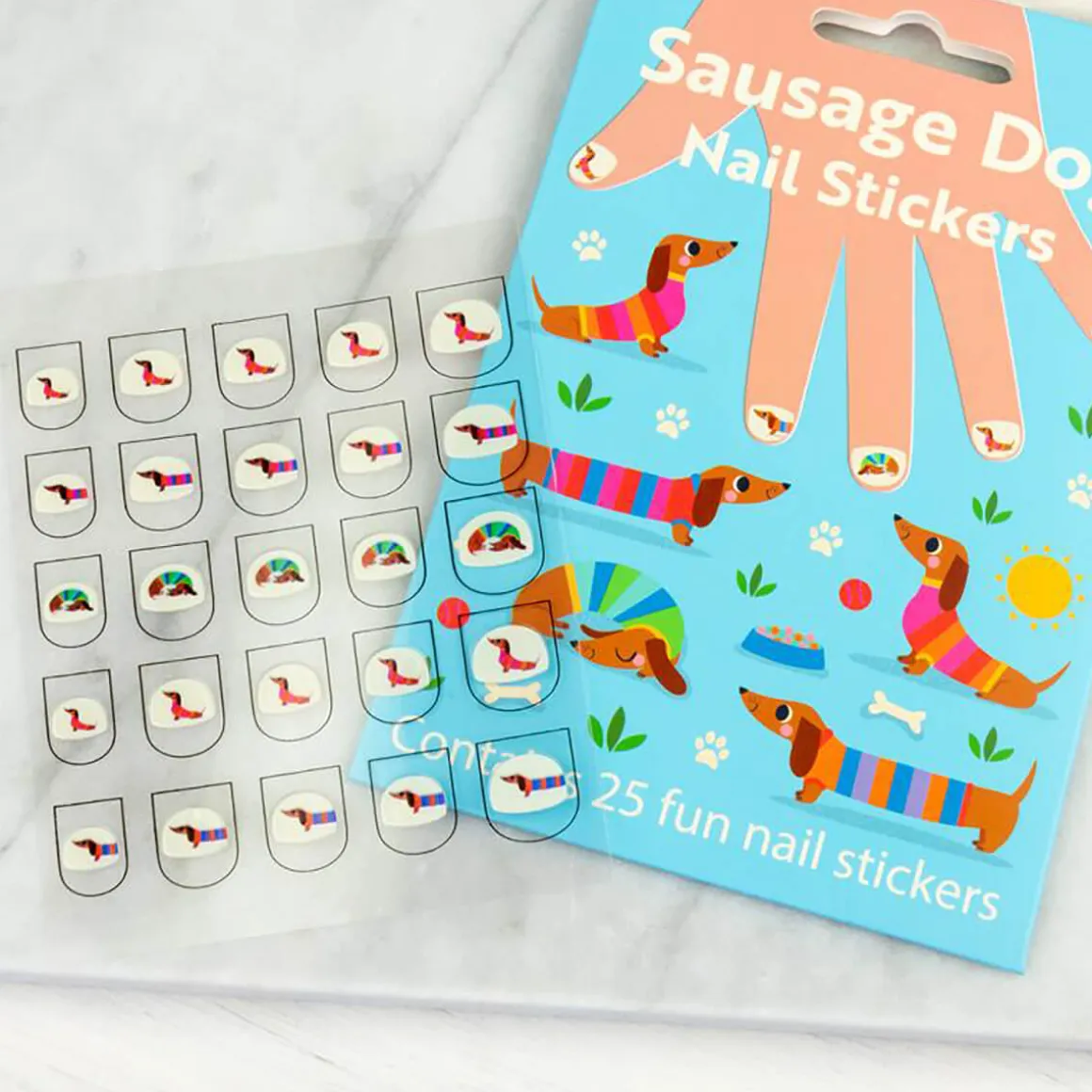 Children's Nail Stickers Sunny Sausage Dog by Rex London
