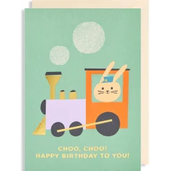 Choo, Choo! Happy Birthday To You Greetings Card by Ekaterina Trukan for Lagom Design