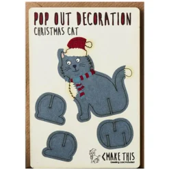 Christmas Cat Pop Out Decoration And Christmas Card by The Pop Out Card Company