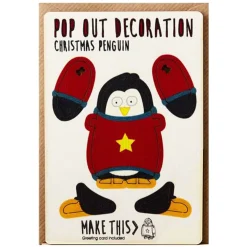Christmas Penguin Pop Out Decoration And Christmas Card by The Pop Out Card Company
