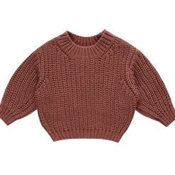 Chunky Knit Sweater in Cranberry by Quincy Mae