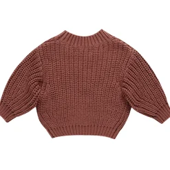 Chunky Knit Sweater in Cranberry by Quincy Mae
