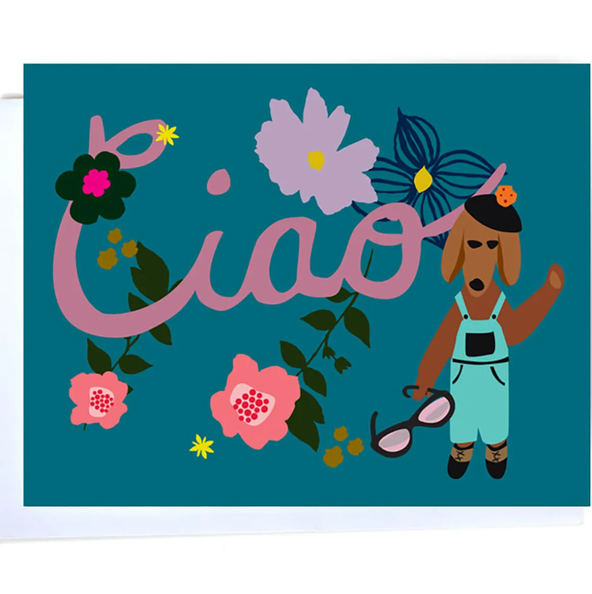 Ciao Dog Greetings Card by Elizabeth Grubaugh