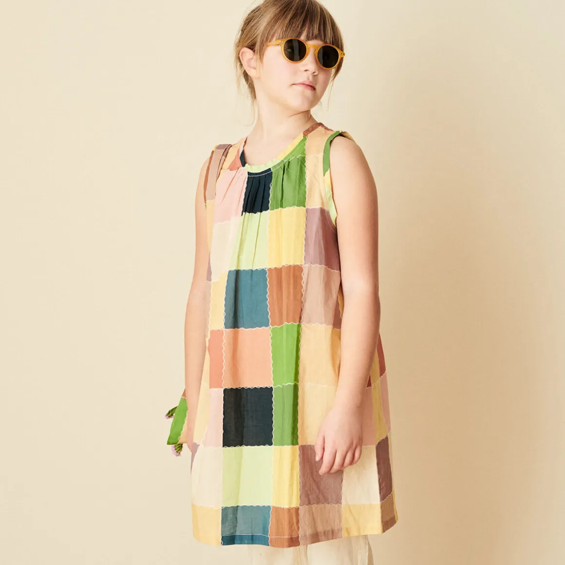 Cicely Dress in Green Multicolour Patchwork by Caramel - Last Ones In Stock - 8-10 Years