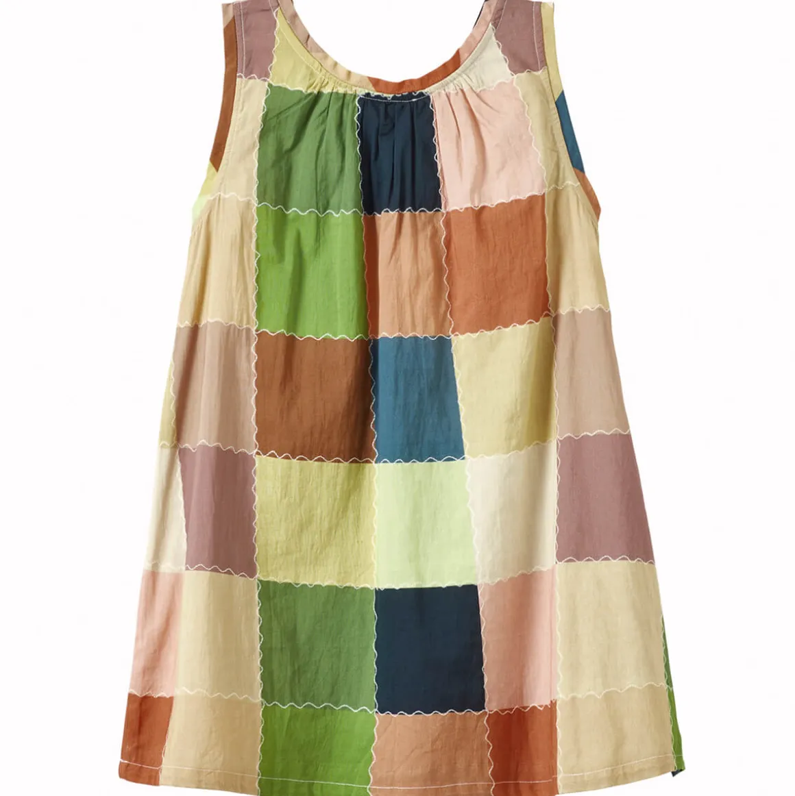 Cicely Dress in Green Multicolour Patchwork by Caramel - Last Ones In Stock - 8-10 Years