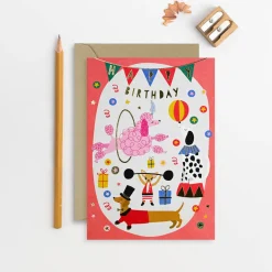 Circus Dogs Birthday Greetings Card by Mifkins