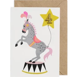 Circus Horse Embroidered Age Card by Petra Boase - Age 4