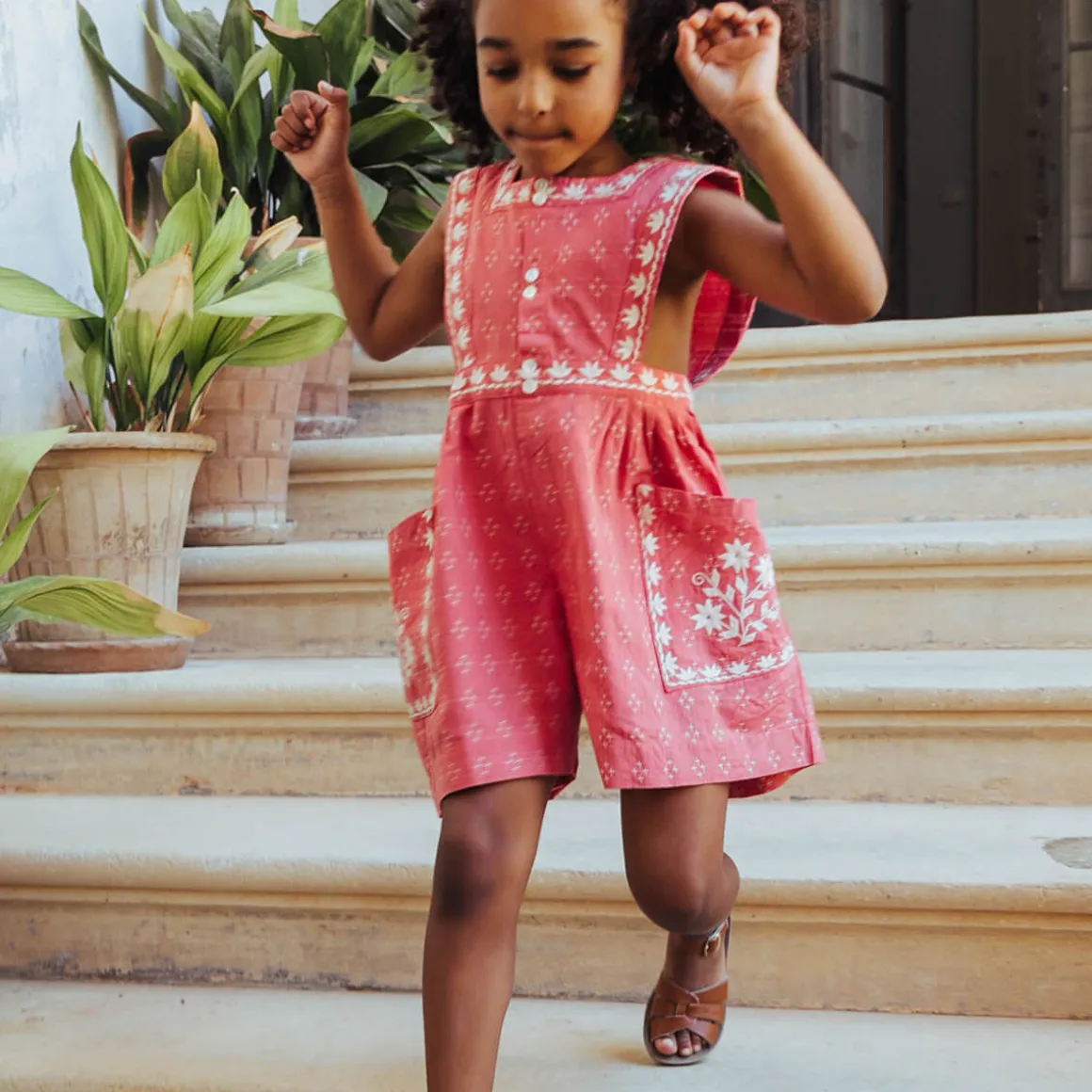 Clara Romper in Coral Crossstitch by Lali