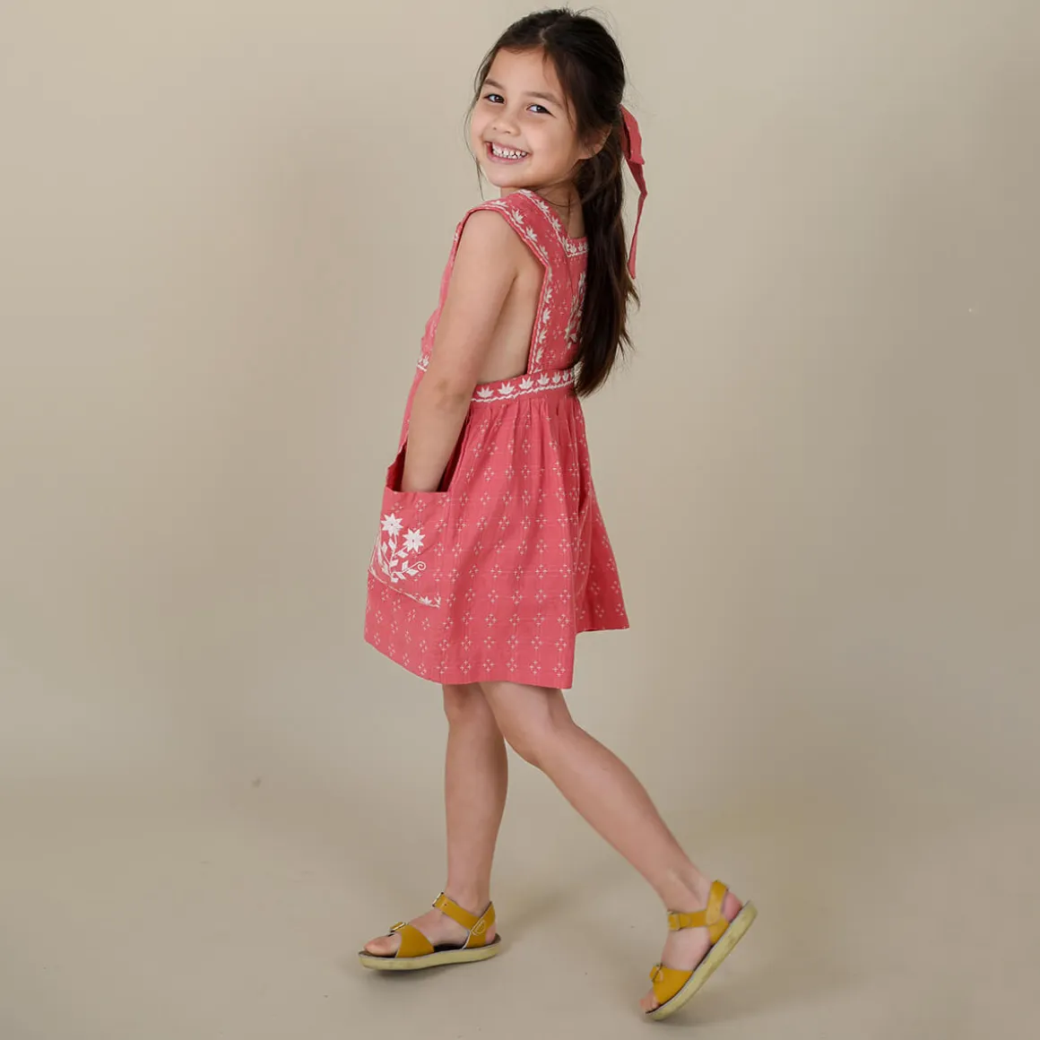 Clara Romper in Coral Crossstitch by Lali