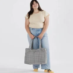 Cloud Carry-On Bag in Black And White Gingham by Baggu