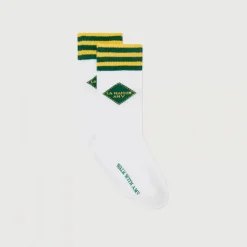 Clypsun Socks in Green & Yellow Striped by American Vintage