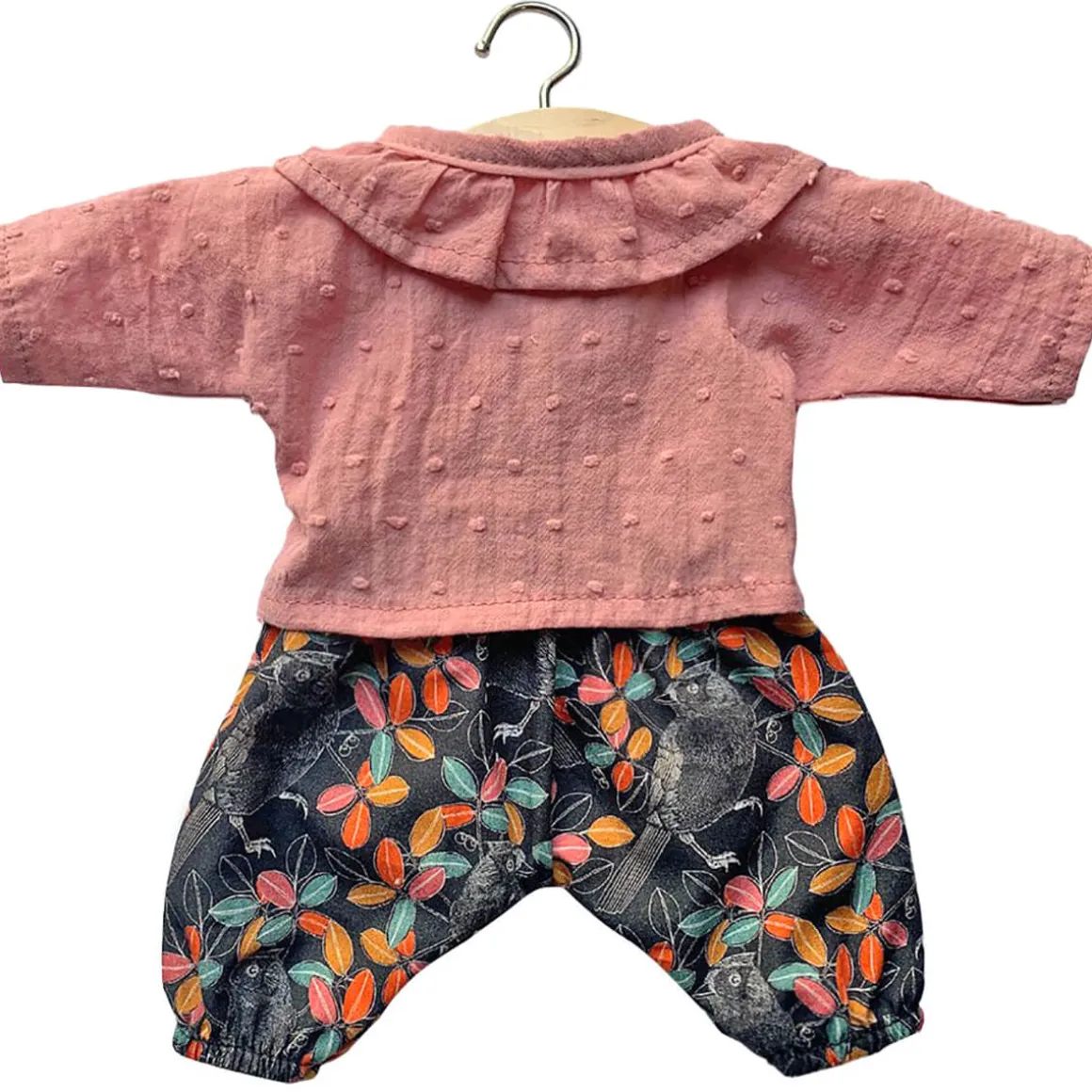 Coline Outfit (34cm Doll) in Bird Print / Tea Rose by Minikane