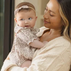 Collared Romper in Mauve Ditsy by Quincy Mae