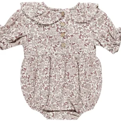 Collared Romper in Mauve Ditsy by Quincy Mae