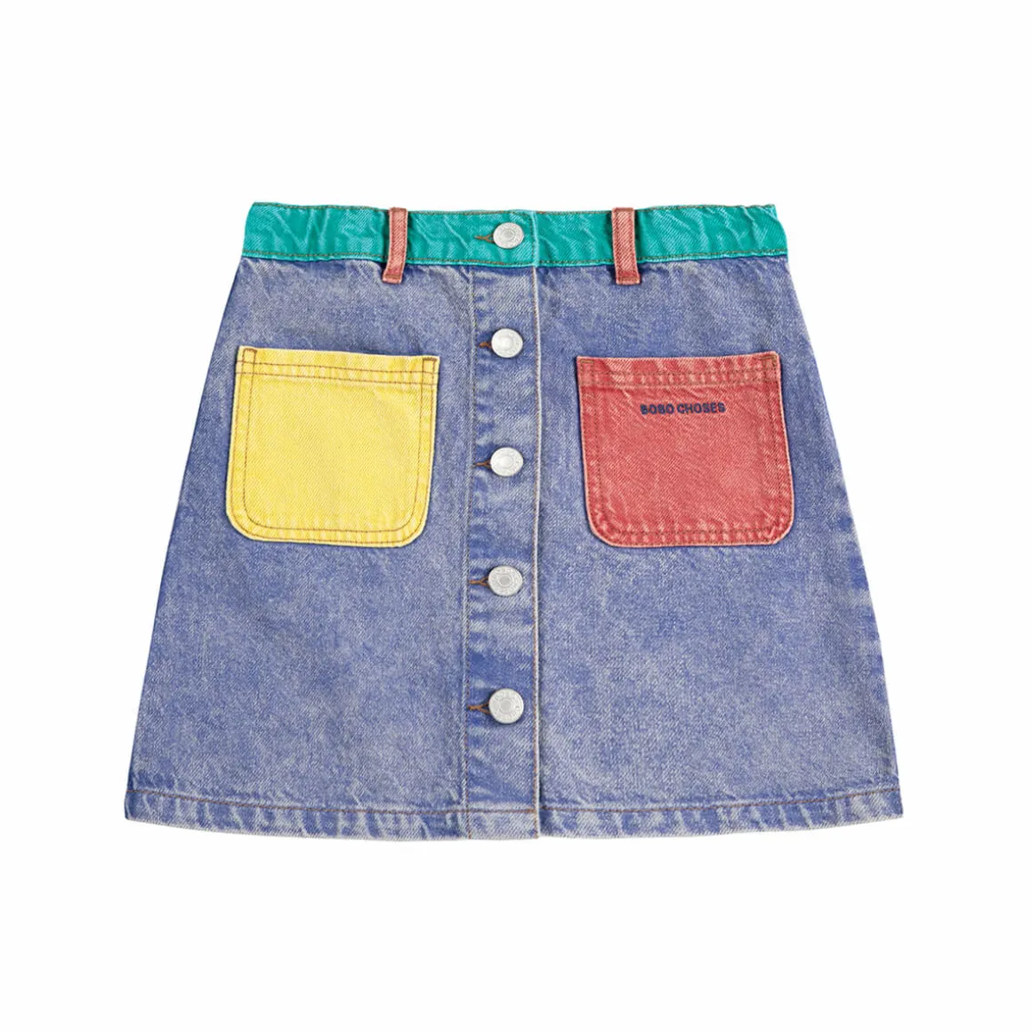 Colour Block Denim Skirt by Bobo Choses