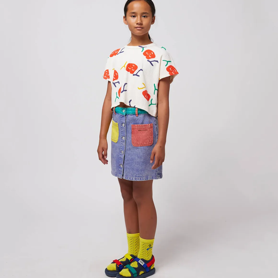 Colour Block Denim Skirt by Bobo Choses