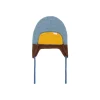 Colour Block Ear Flap Beanie in Warm Blue / Brown by Tinycottons