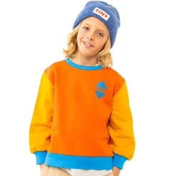 Colour Block Sweatshirt in Brick / Deep Yellow by Tinycottons