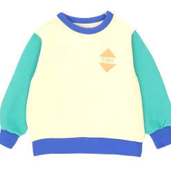Colour Block Sweatshirt in Ivory / Emerald by Tinycottons