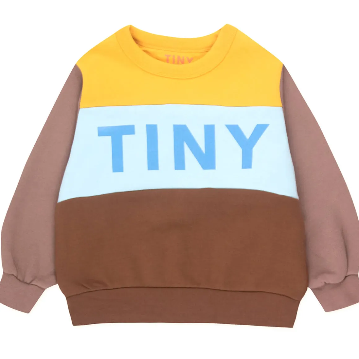 Colour Block Sweatshirt in Mustard / Chocolate by Tinycottons