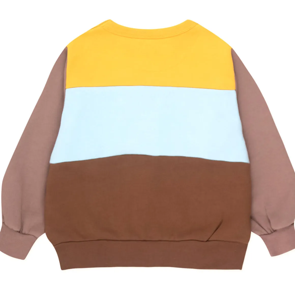 Colour Block Sweatshirt in Mustard / Chocolate by Tinycottons