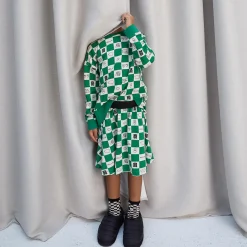 Comic Book Check Circle Skirt in True Green by Beau Loves