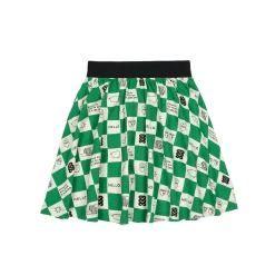 Comic Book Check Circle Skirt in True Green by Beau Loves